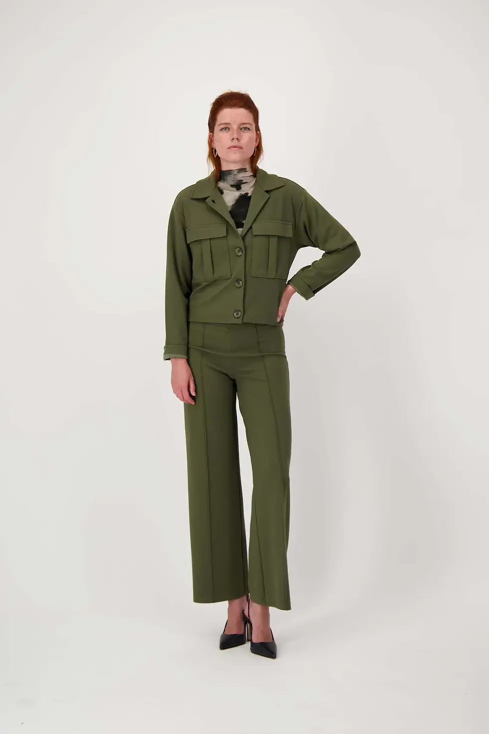 Thumbnail: Broek met naad moss green