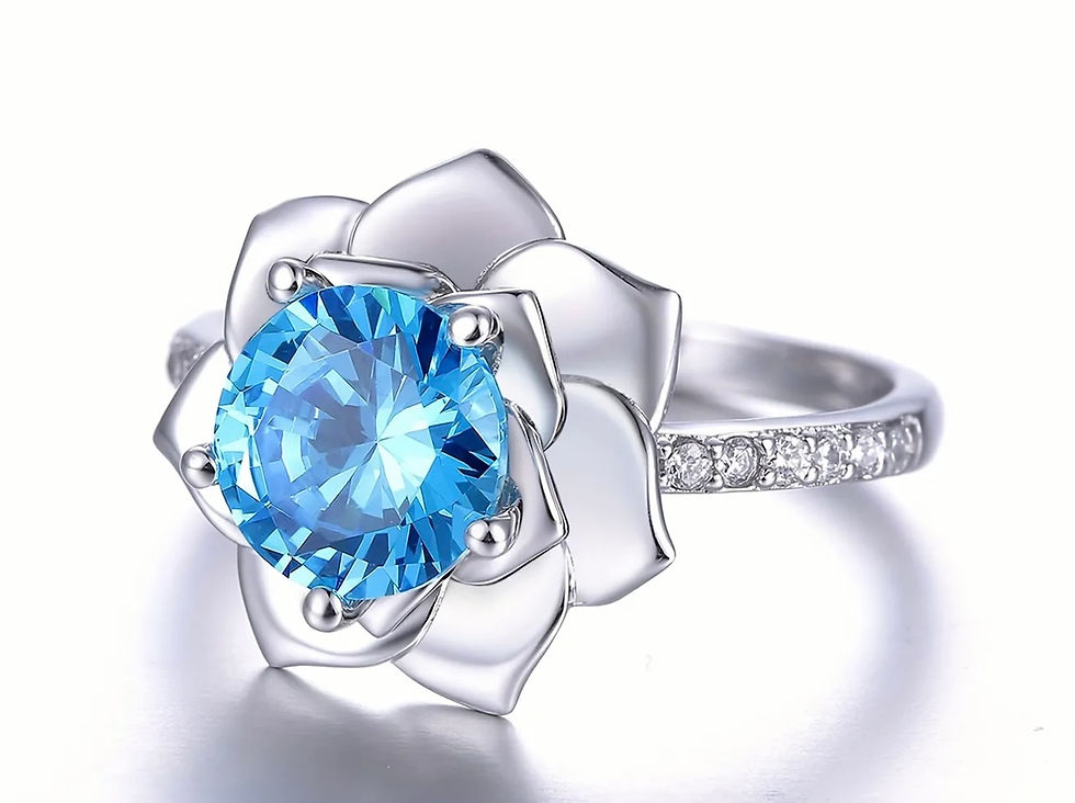 Thumbnail: 925 Sterling Silver Lotus Ring Size 7