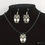 Thumbnail: Owl Earrings and Necklace Silver Plate Set with Cord Necklace