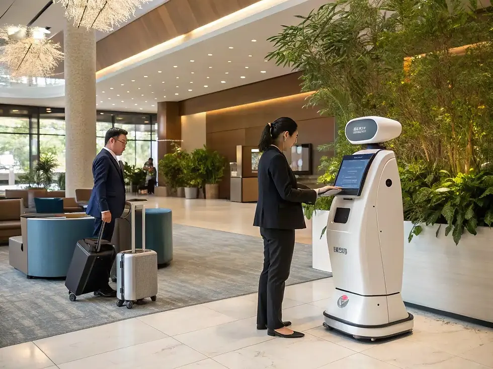Hotel front desk team using AI-powered guest service platform to provide personalized recommendations