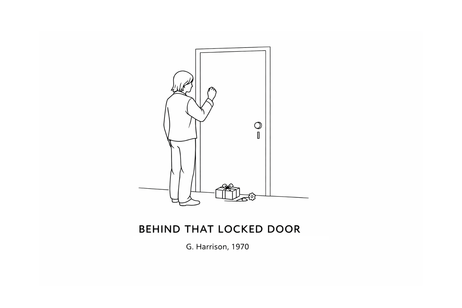 A gentle hand knocking softly on a door, with patient body language. No force, just presence. Perhaps a small gift or flower left at the doorstep. Respectful distance maintained. Invitation without demand. Calm, considerate composition.