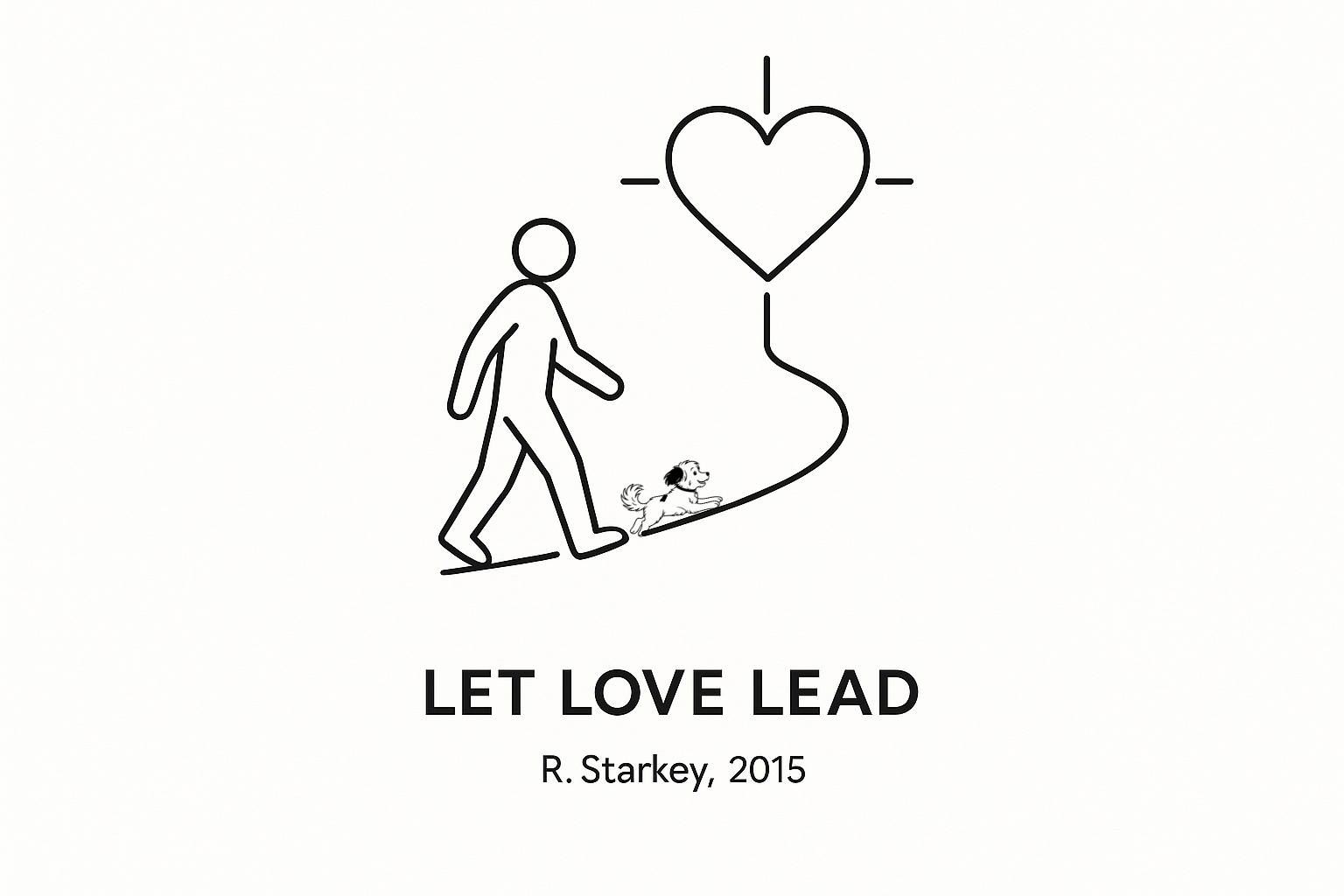 A heart shape leading the way like a compass or guiding star, with a figure following its direction. Simple navigation by love.