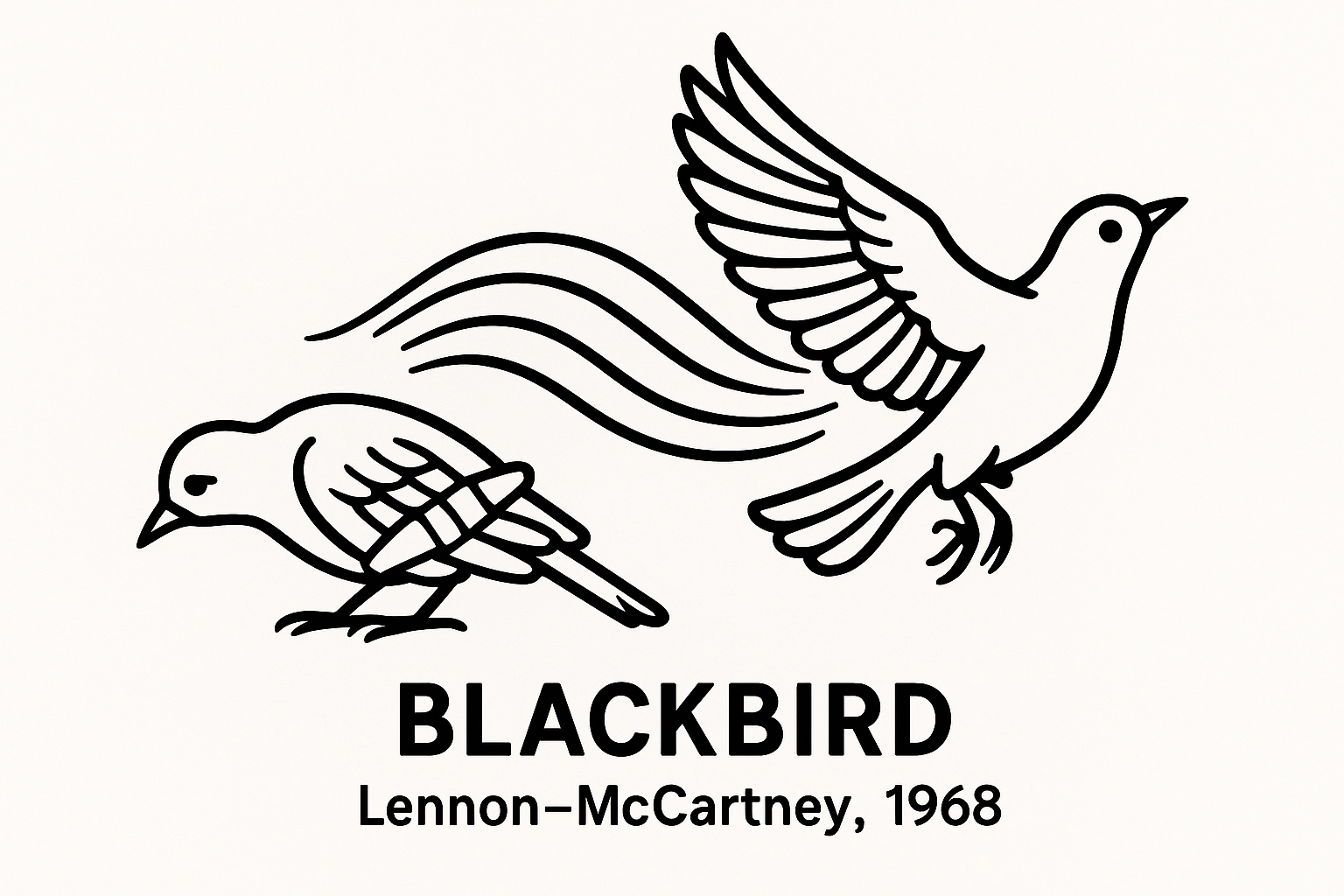 Simple line drawing of a bird with initially broken or bandaged wings that transform into strong, soaring wings, representing the transformation of limitations into strengths