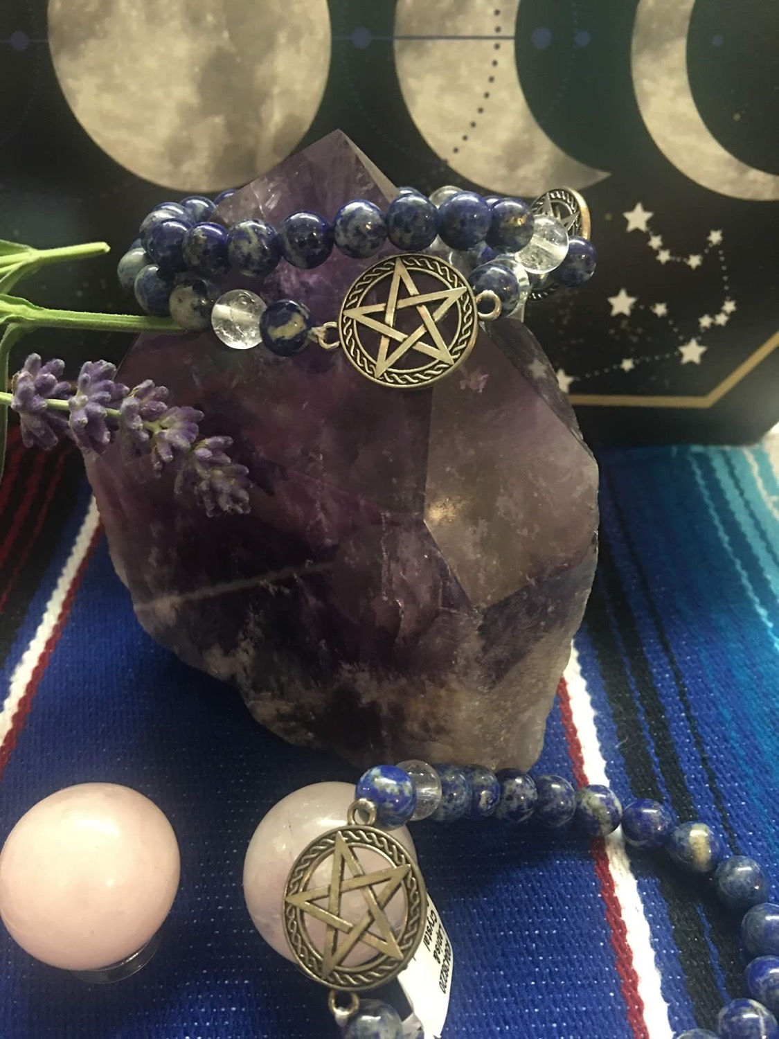 Lapis/Crystal with Pentacle Charm