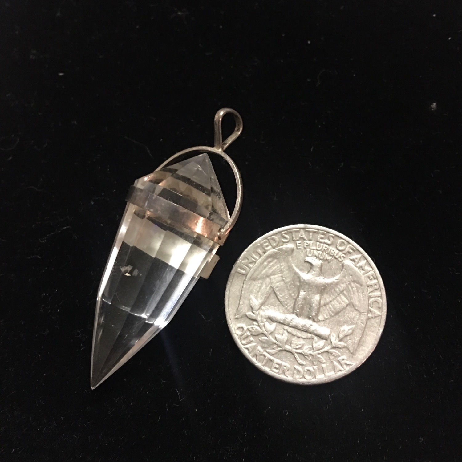 Vogal Cut Clear Quartz Crystal pendant 