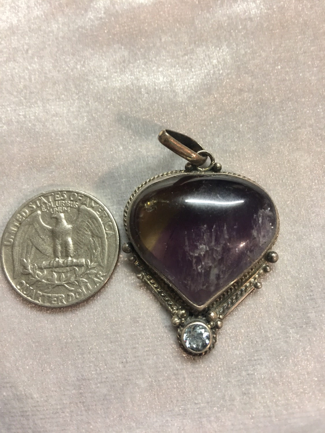 Ametrine w/Blue Topaz set in Sterling silver 