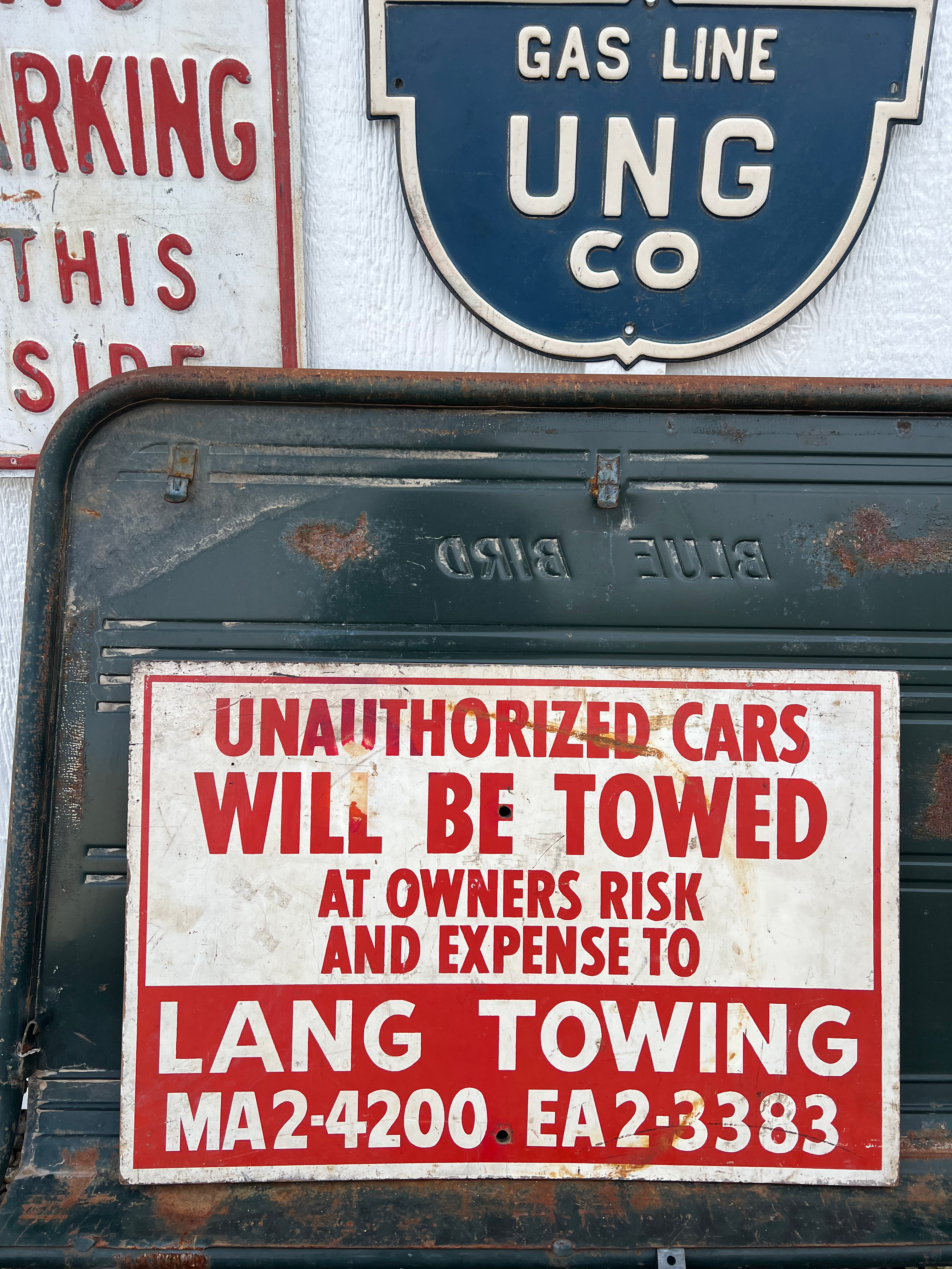 "Lang Towing" Salvage Wood Sign