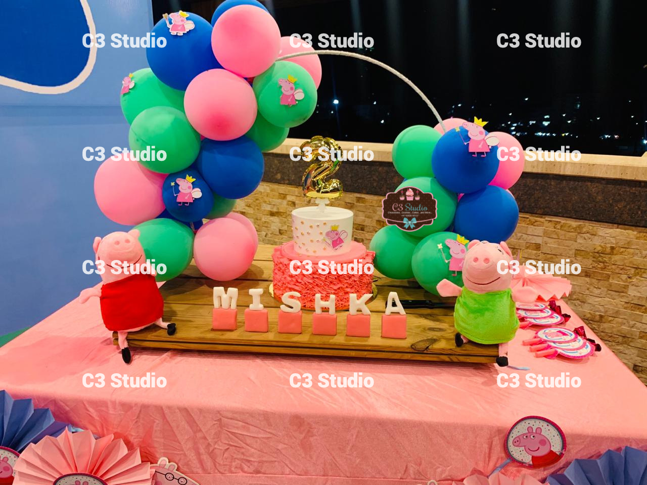 Birthday Cake and Balloons Setup