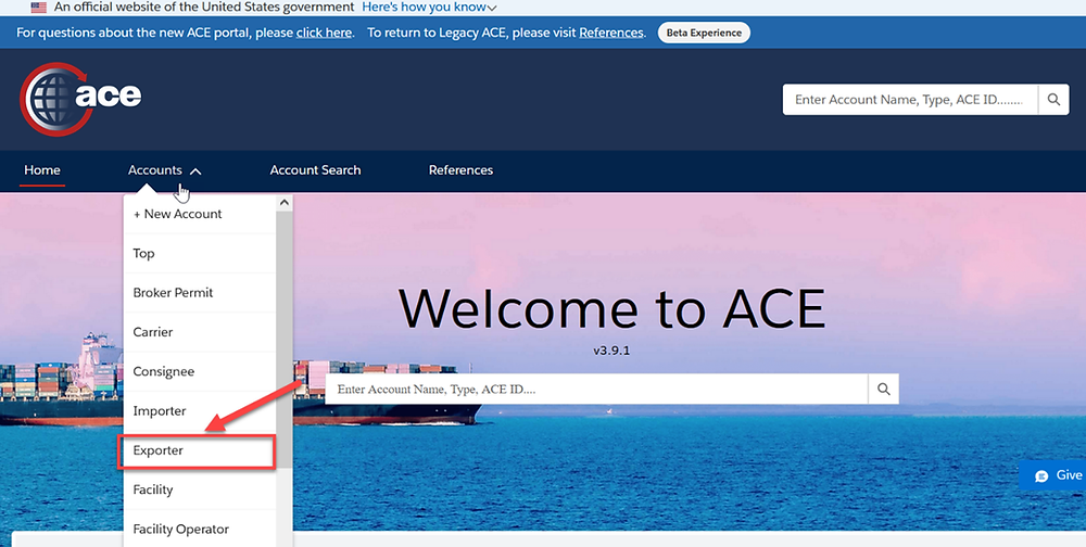 Ace Software Interface U.S.: Modernized ACE Direct User Interface Portal