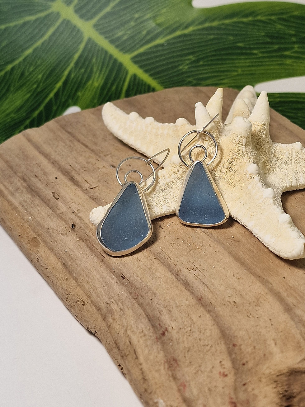 Thumbnail: Blue, Silver and Seaglass earring 
