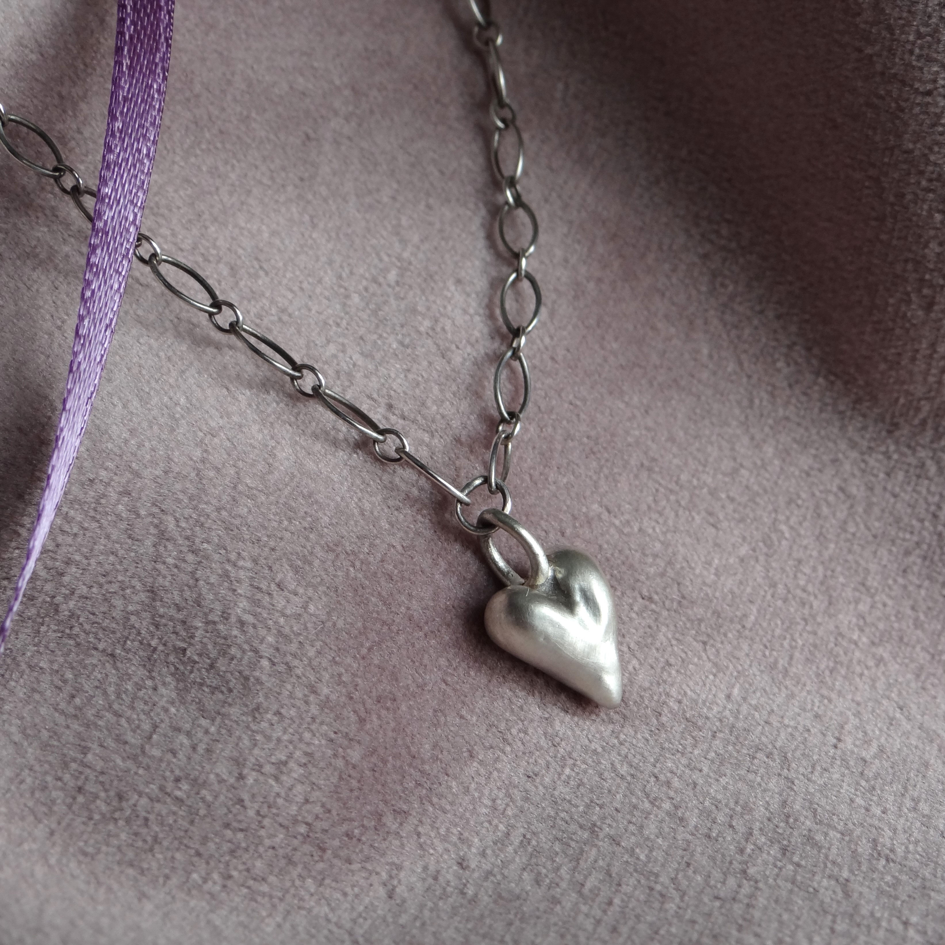 Hand Formed Silver Heart Necklace