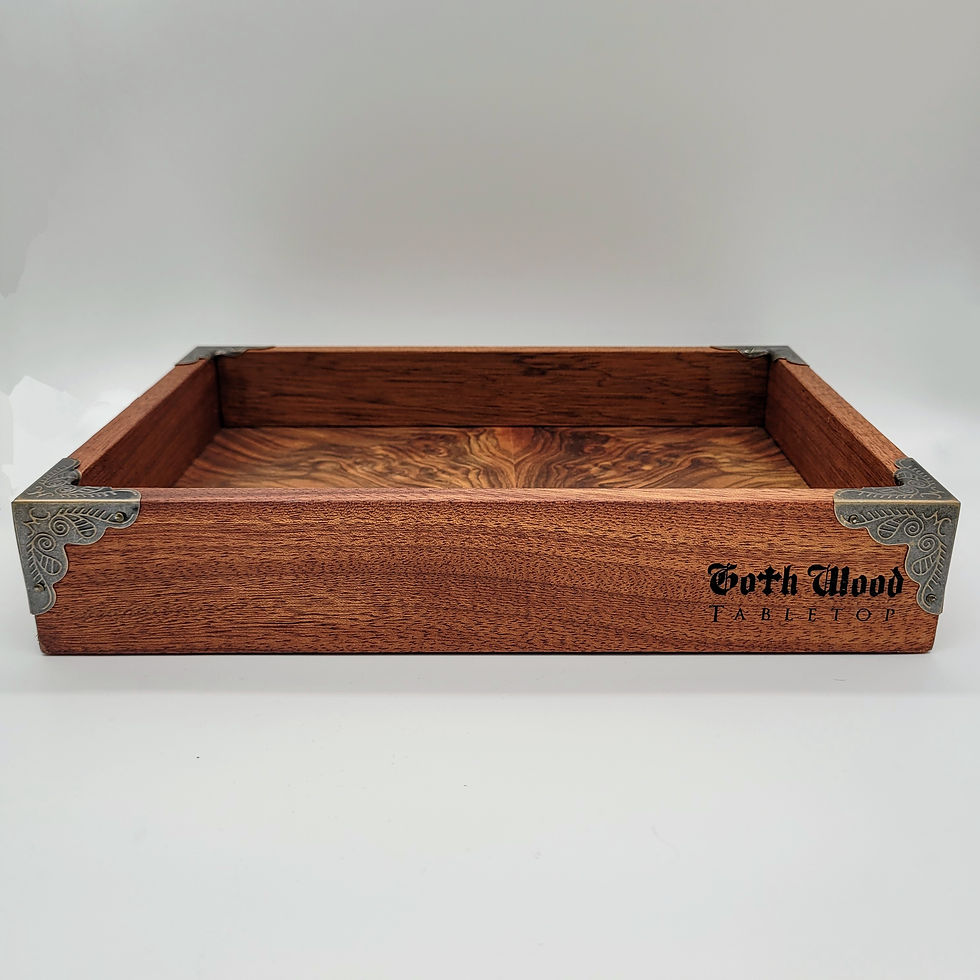Thumbnail: wood dice tray, mahogany sides and walnut rolling surface