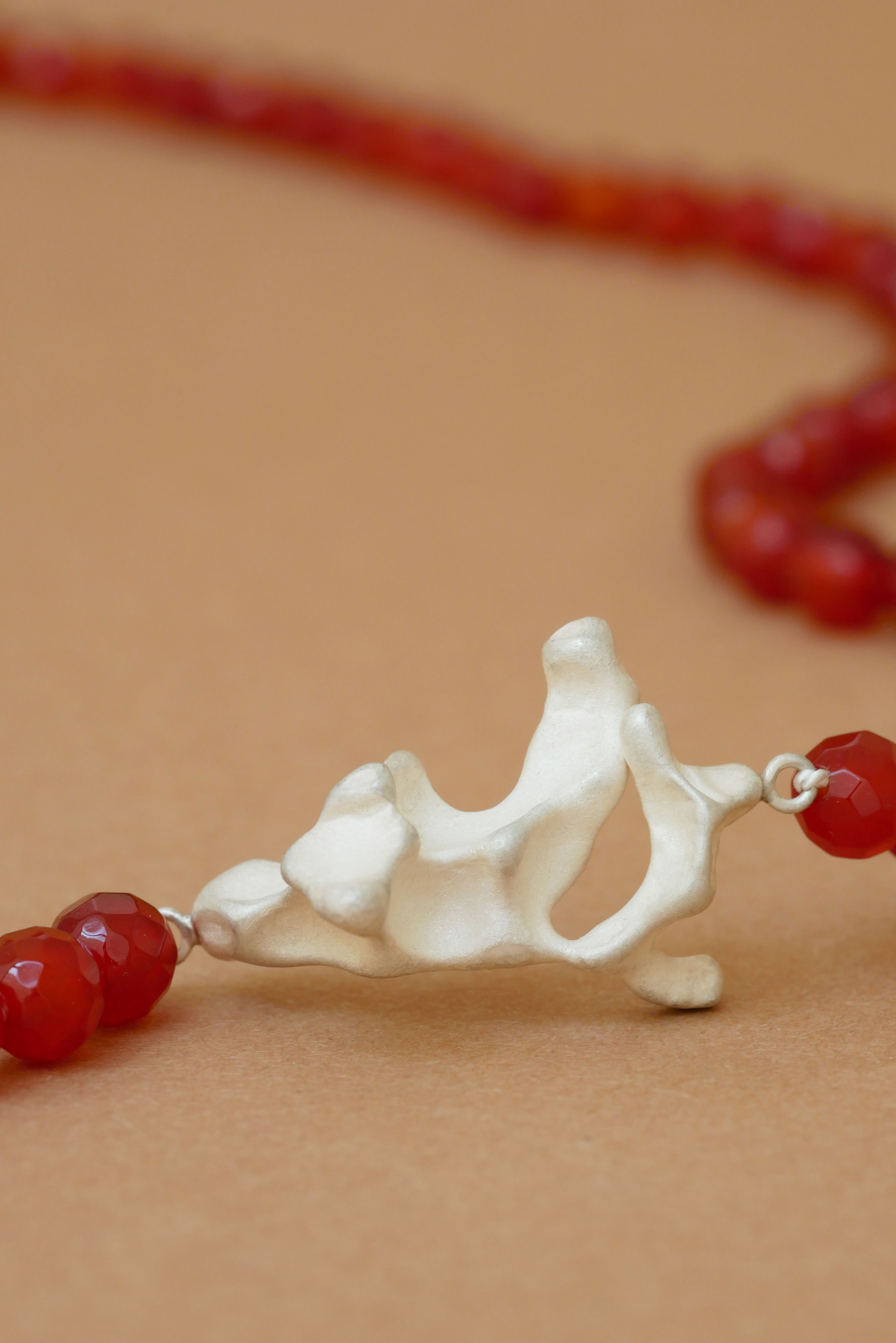 Necklace "Coral Embrace" with carnelians