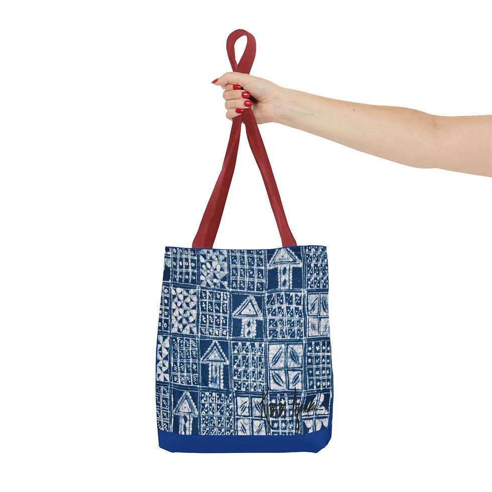 Thumbnail: Indigo Artwork Tote Bag fabric design by Kibibi Ajanku