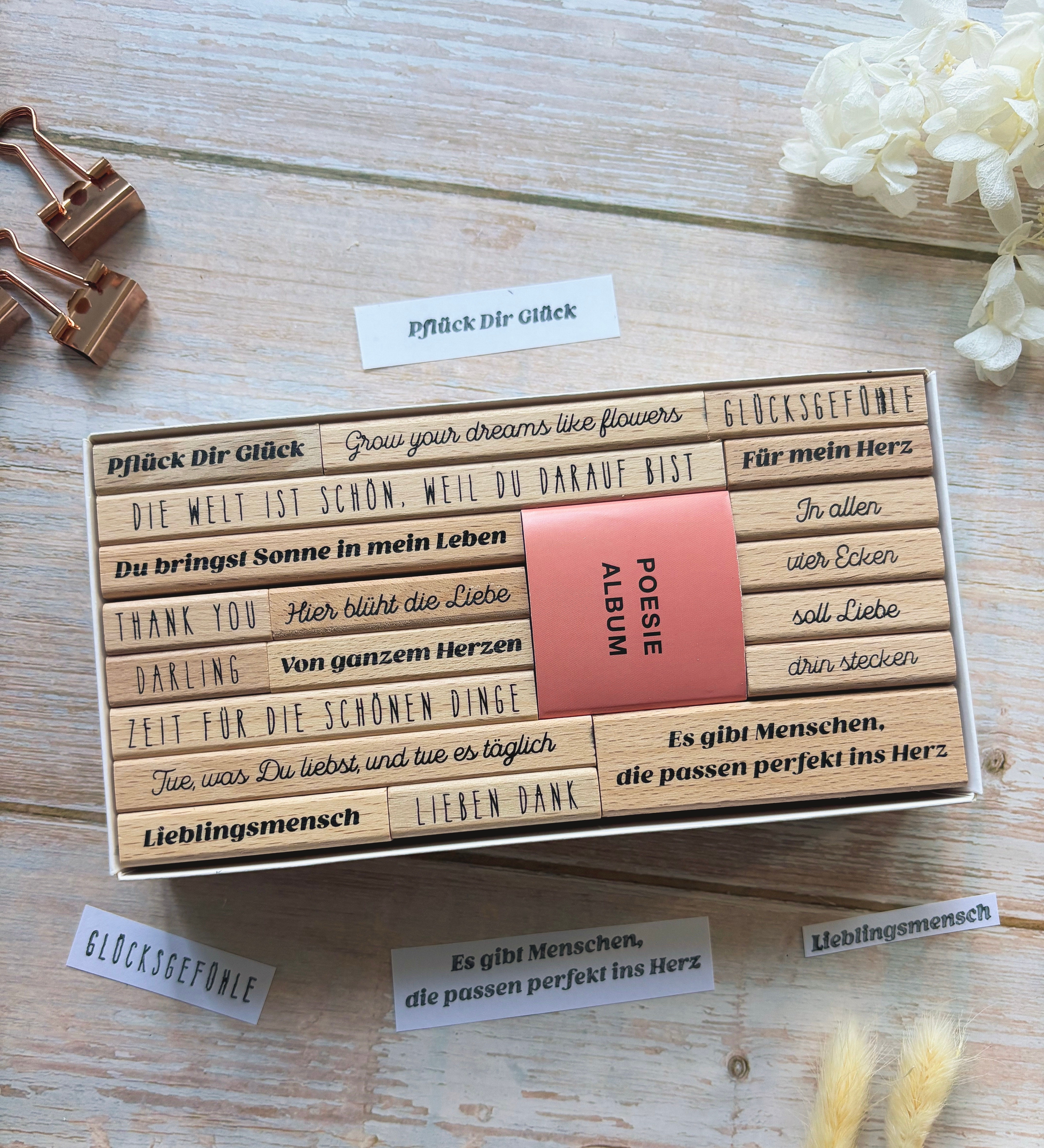 Stempelset Holzstempel Poesie 20-teilig