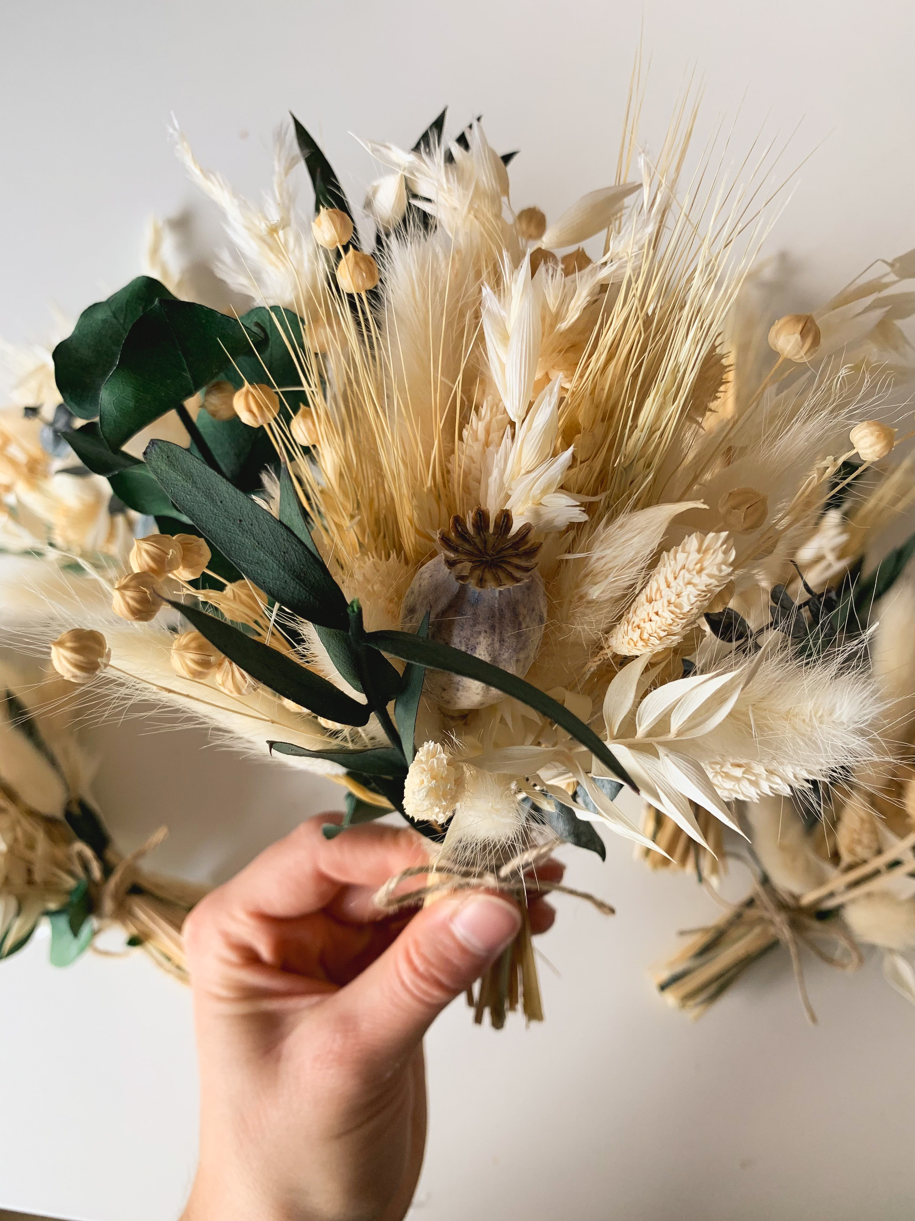 Trockenblumenstrauß Beige Grün