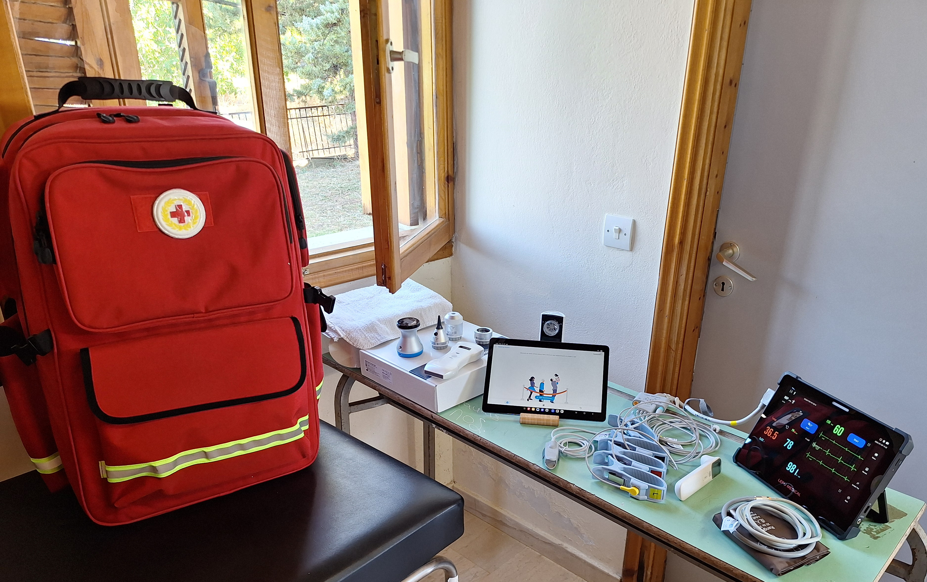 Mobile Telemedicine Unit equipment Setup in the locality of Roupakia