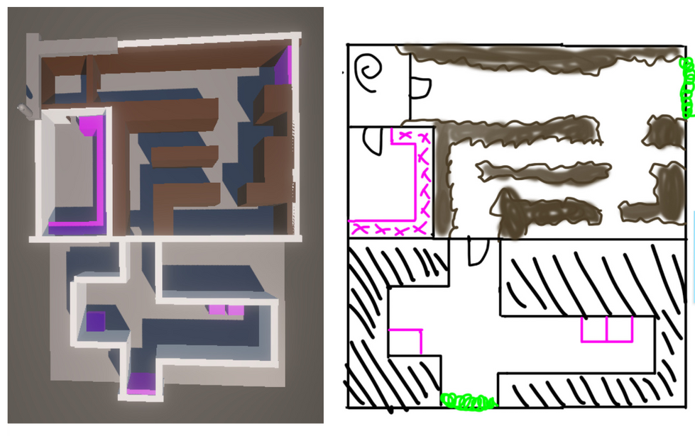 Whitebox and sketch lower rooms