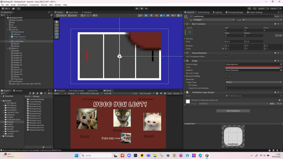 What the LoseScreen looks like (you wont see it in the Gameplay so here)