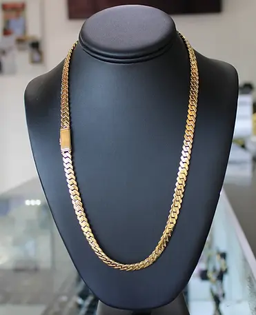 10K Prong Link Chain with Sleek Lock - 76.5g