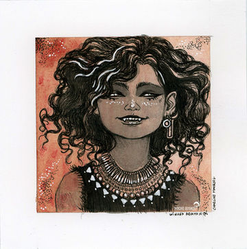 Portrait de jeune femme vampire, style gothique, souriante