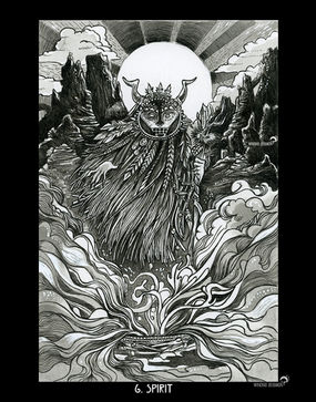 Un esprit du désert avec un masque ethnique au milieu du brouillard et d efumée