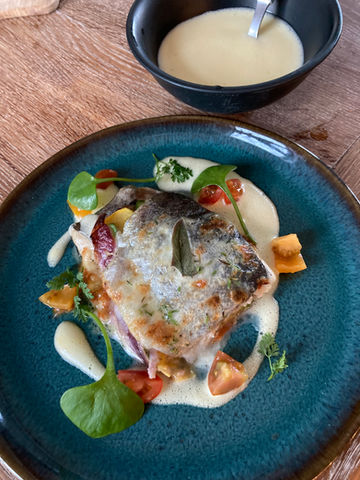 Truite ardennaise, gratinée au fromage de Herve