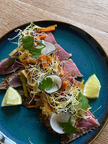 Tataki de boeuf, légumes croquant