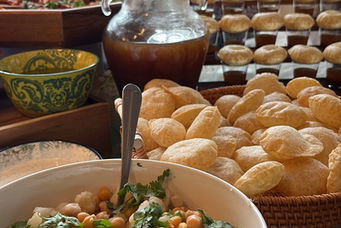 South Asian pani puri and chickpea chaat setup for cultural celebration catering in Central NJ