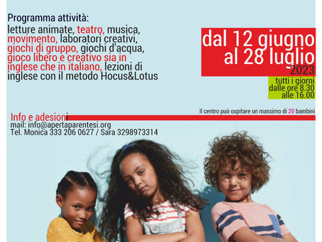 Prosegue per tutto LUGLIO il Centro Estivo Bilingue - LA VILLETTA DEI BAMBINI - Roma