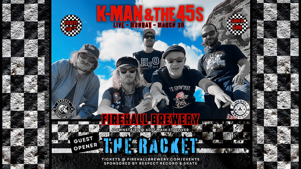 Concert: K-Man & The 45s, w/ The Racket (Mar30)