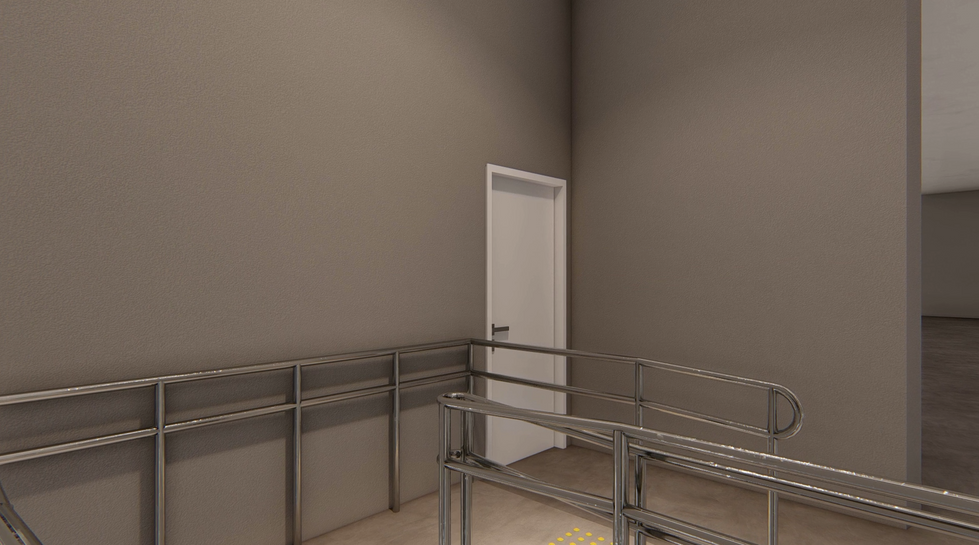 Rampa de acessibilidade da Escola Rhema: obra de engenharia comercial com design contemporâneo, áreas setorizadas para