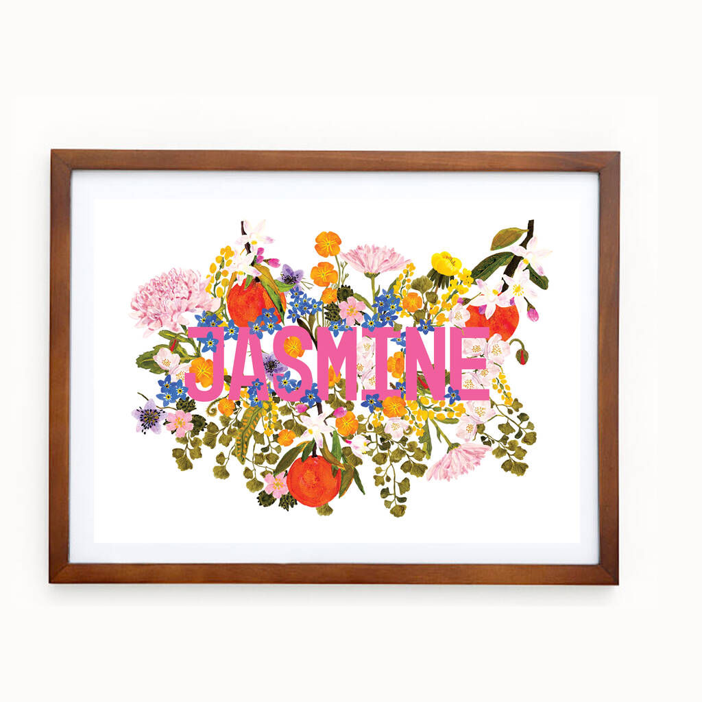 Digital Personalised Botanical Name Print Landscape
