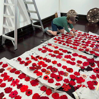 Held in Remembrance felted poppy art installation and fundraiser for the RNZRSA.