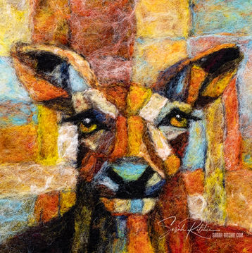 The Watchers Mini Series – Deer, needle-felted fibre painting by Sarah Ritchie