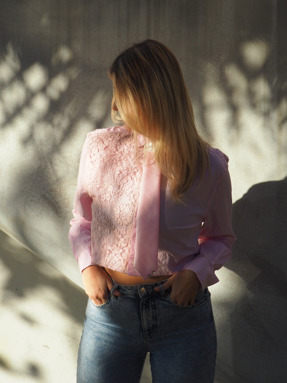 Semi-Crop Shirt with Tie
