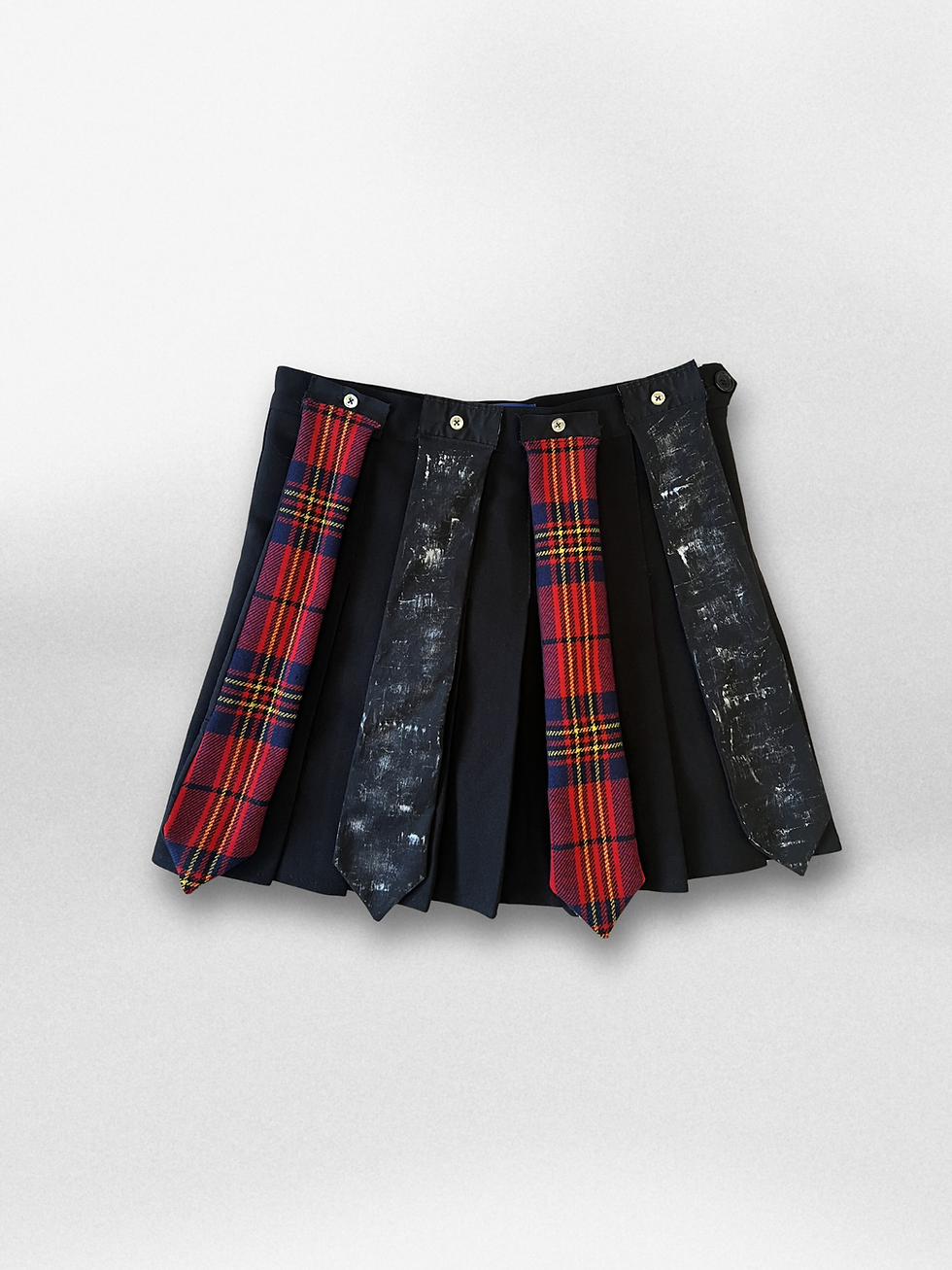 Pleated Mini Skirt with Button-On Ties
