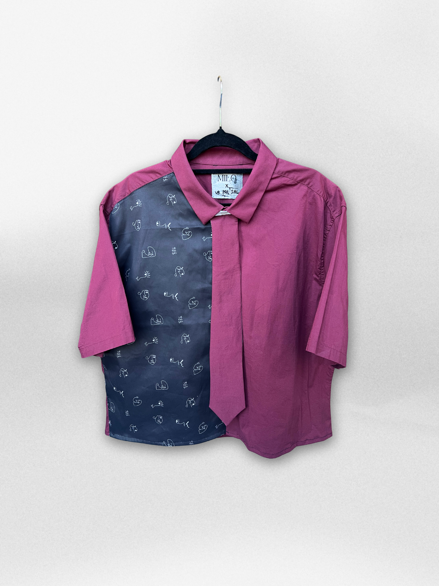 MILO X UR PAL SAL Casual Short Sleeve Shirt with Tie
