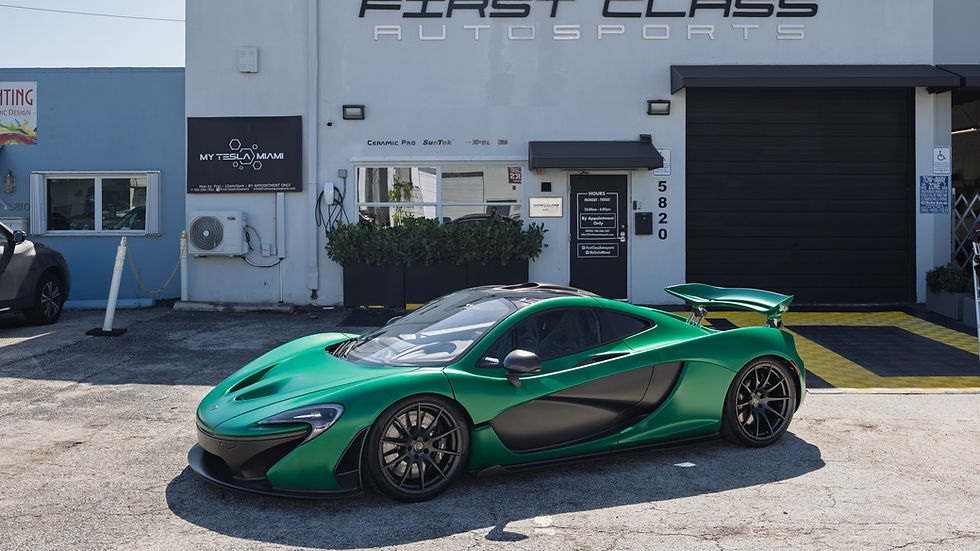 High-end hypercar protection project featuring McLaren P1 fully wrapped in XPEL Stealth PPF by First Class Autosports