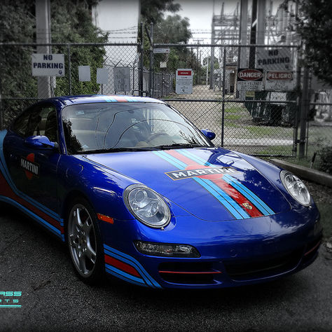 Porsche 911 Carrera 4S turned into Martini Racing Porsche with a custom car wrap by First Class Auto