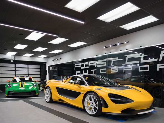 McLaren 750S MSO Volcano Yellow with Ceramic Pro ONE Miami and Ceramic Pro studio reflections at First Class Autosports