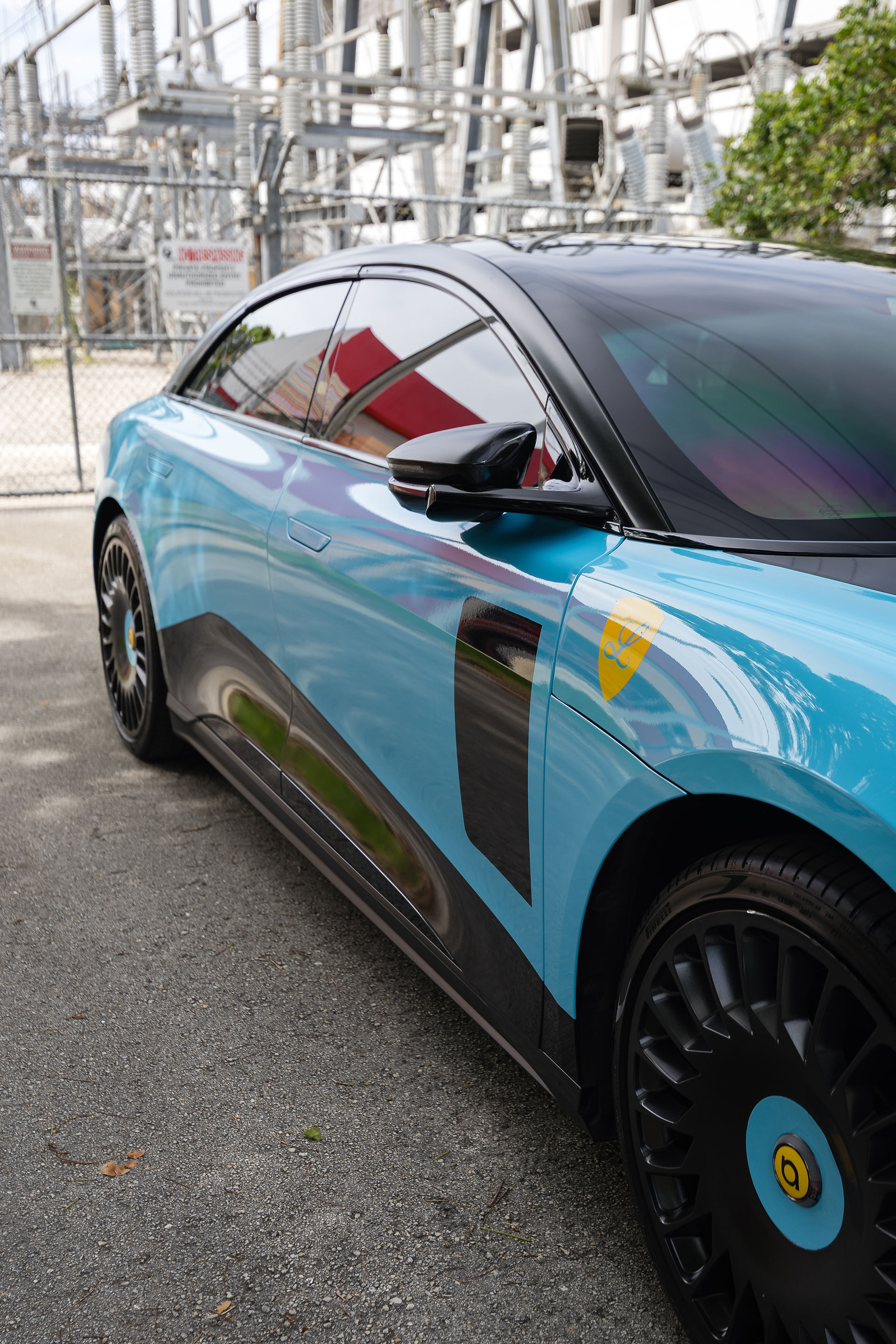 Custom Luci emblem installed on Ferrari Luce inspired Lucid Air GT