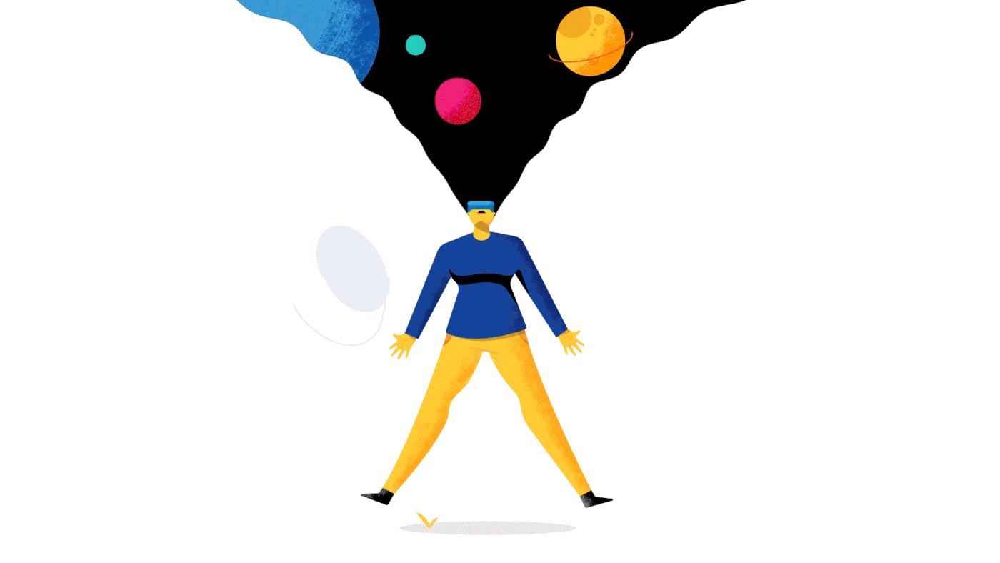 Woman imagining about space