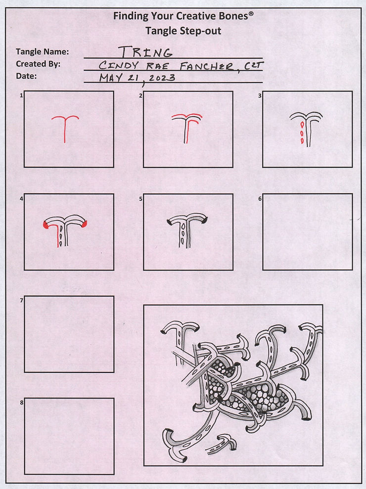 Cindy Rae Fancher, CZT Original Tangle TRING Step-Out Instructions for Drawing