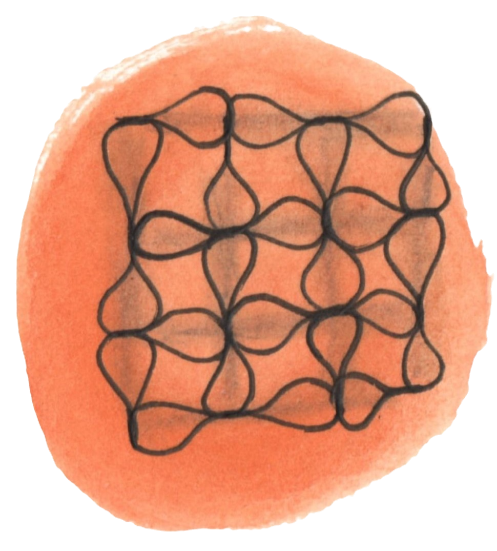 Zentangle, Inc. Original Tangle ASSUNTA Drawn on Orange QoR Watercolor Background with Black Micron by Texas Artist and Author Cindy Rae Fancher, CZT®