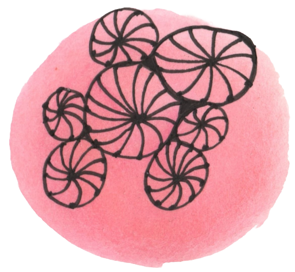 Zentangle, Inc. Original Tangle FESTUNE Drawn on Pink QoR Watercolor Background with Black Micron by Texas Artist and Author Cindy Rae Fancher, CZT®