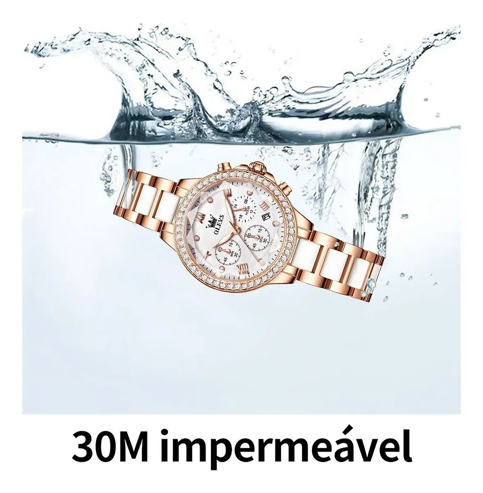 Miniatura: Olevs Relógio Feminino Ouro Rosa Aço Quartzo Elegant 9999