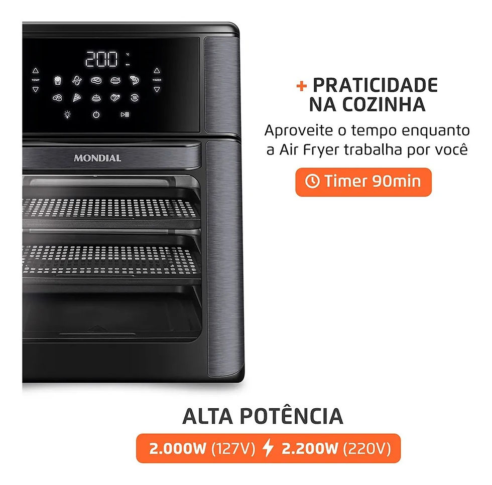 Miniatura: Fritadeira Elétrica AFON-12L-BG Forno Oven 12 Litros Preto Mondial