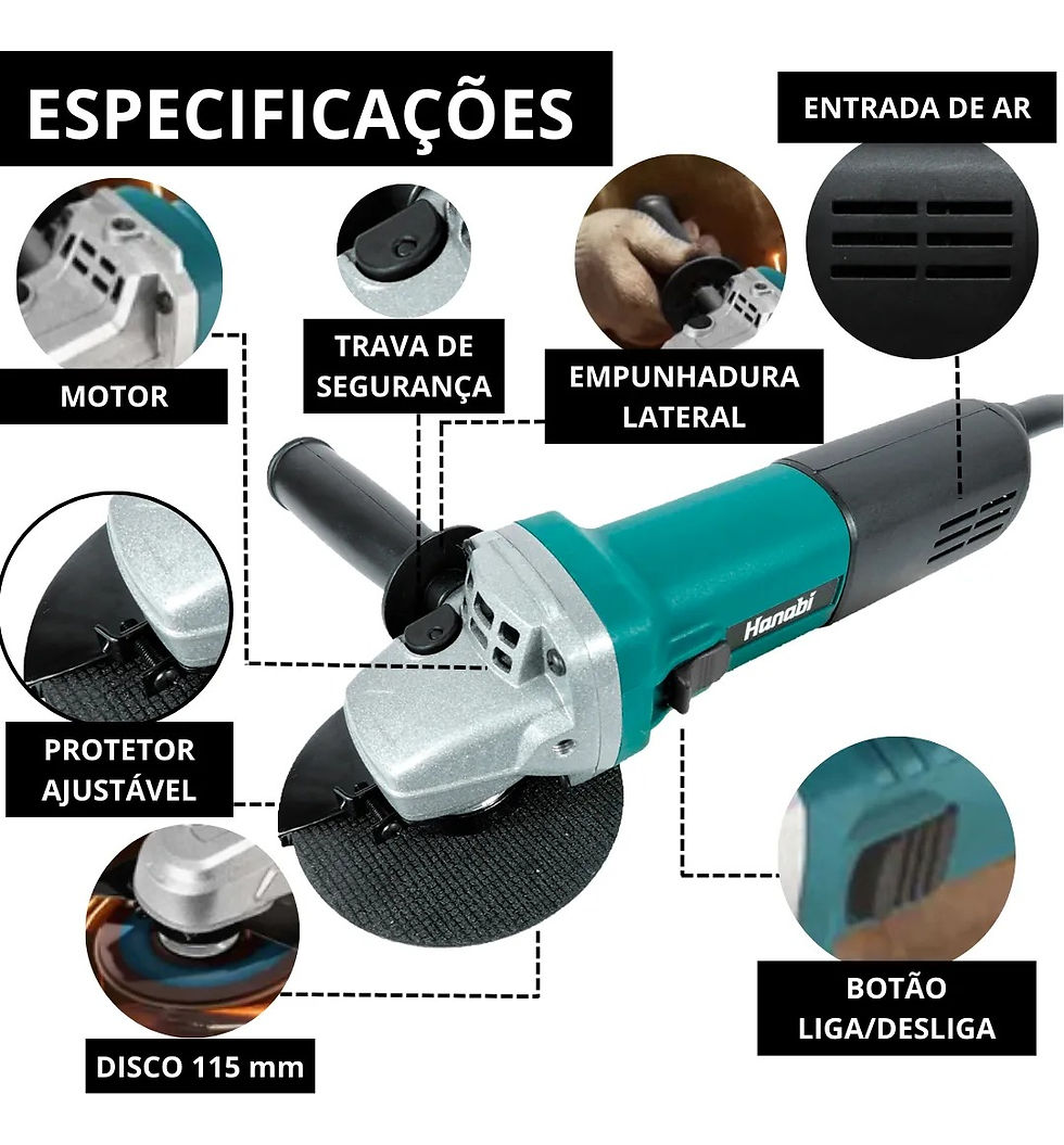 Miniatura: Esmerilhadeira Lixadeira Angular 880w 1100rpm Profissional