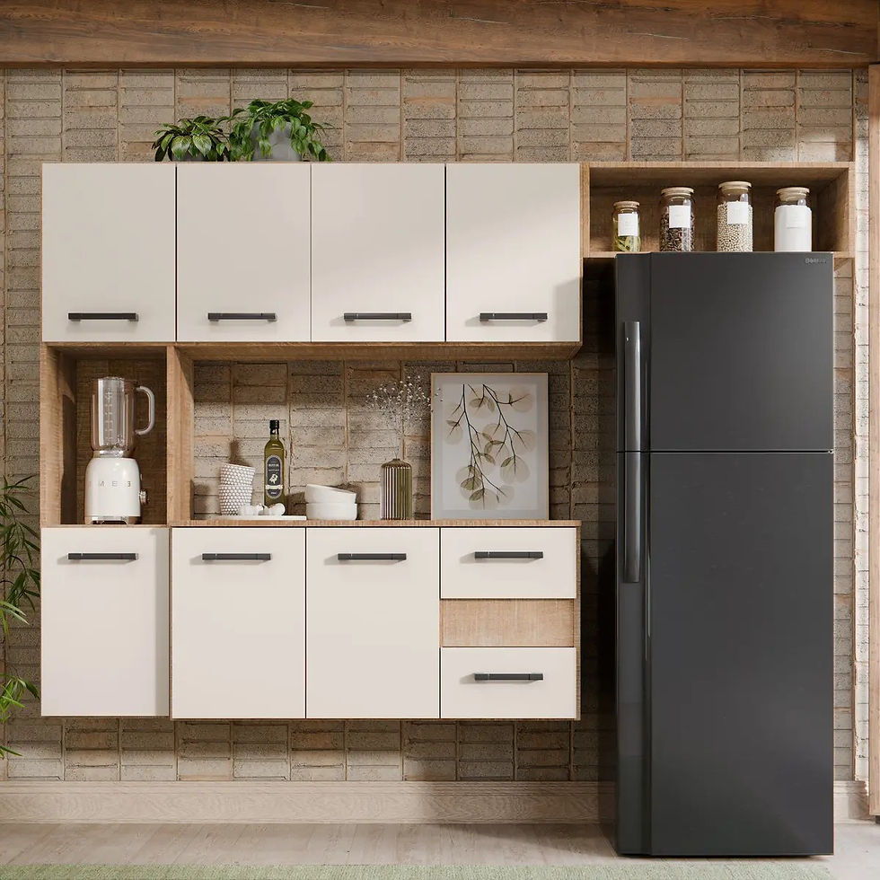 Miniatura: Kit armário suspenso para cozinha compacta com 7 portas e 2 gavetas multiuso 